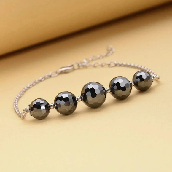 28.85ctw Black Genuine Moissanite Beaded Bracelet. - Picture 2 of 6